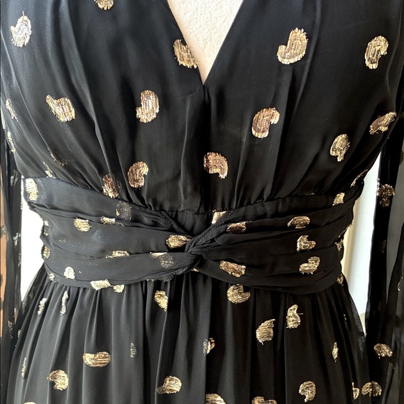 Intermix Leila Gown Maxi Chiffon Dress Long Sleeve Black Size 2 NWT - Picture 8 of 15